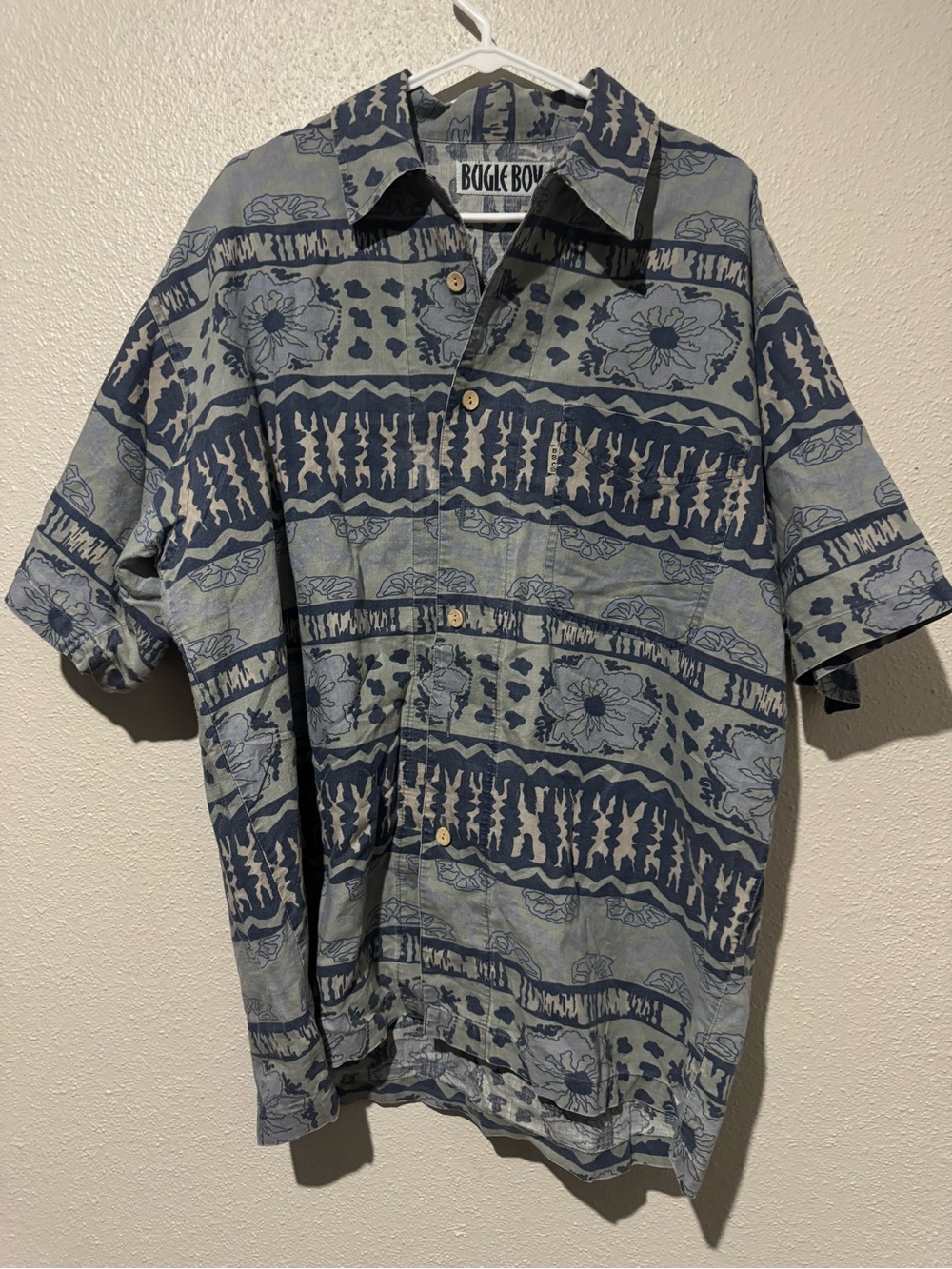 Vintage 90s Bugle Boy All Over Print Floral Geometric Button Up Shirt